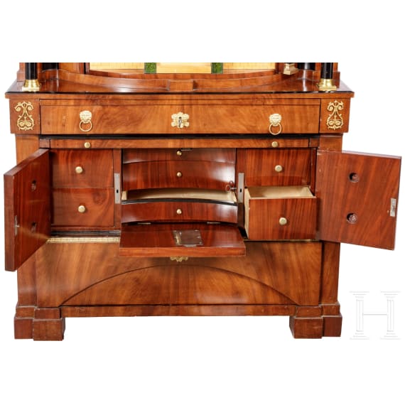 An impressive neo-classical secretary with dome structure, Flensburg, circa 1820