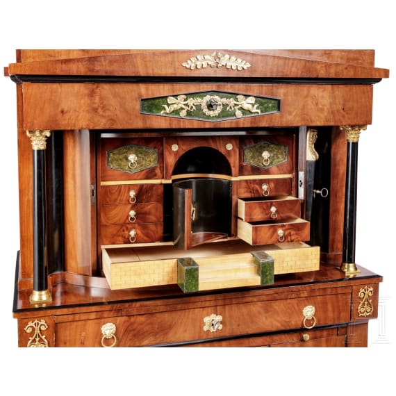 An impressive neo-classical secretary with dome structure, Flensburg, circa 1820