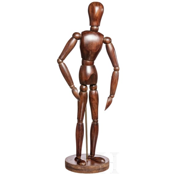 A large carved French wood mannequin, 20th century