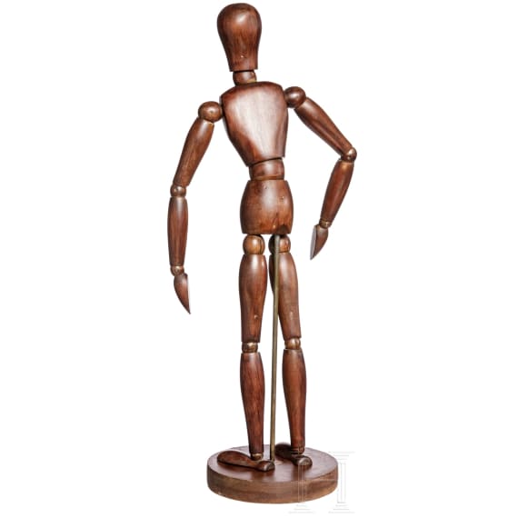 A large carved French wood mannequin, 20th century