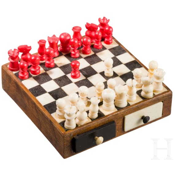 A rare probably German miniture chessboard, circa 1900