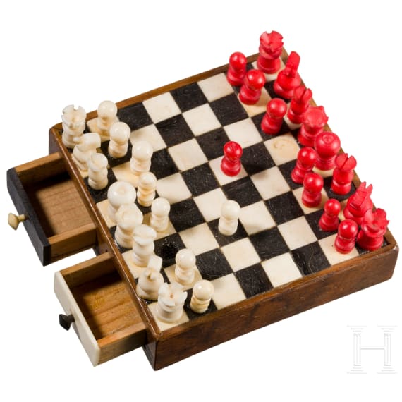 A rare probably German miniture chessboard, circa 1900