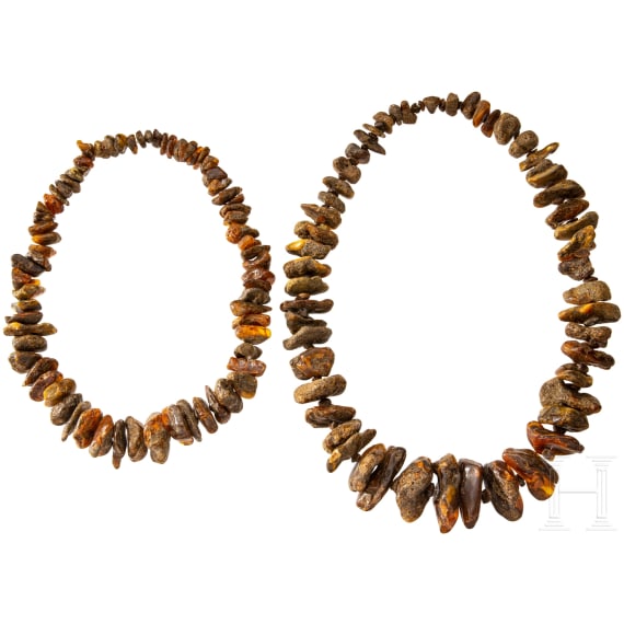 Two amber necklaces, Baltic, 20th century