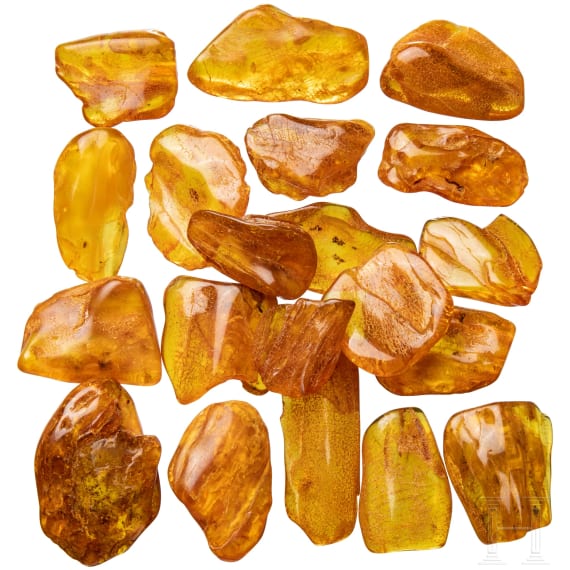 20 amber stones with inclusions, Baltic area