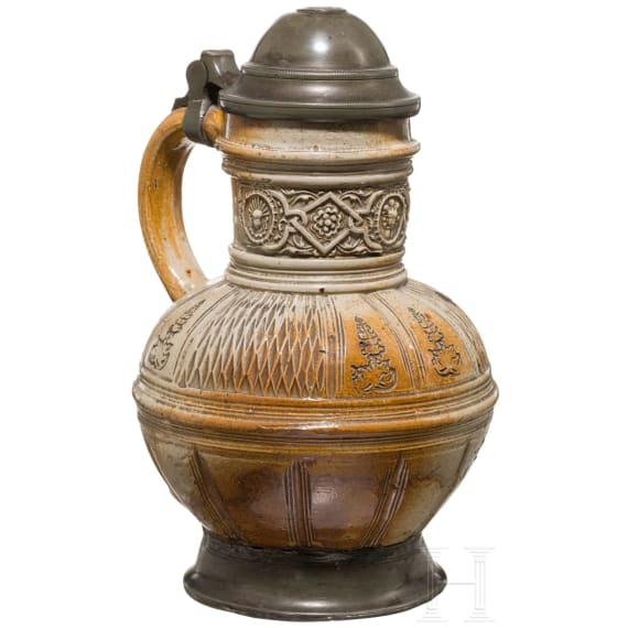 An early Raerener jug with tin mounting, 17th century