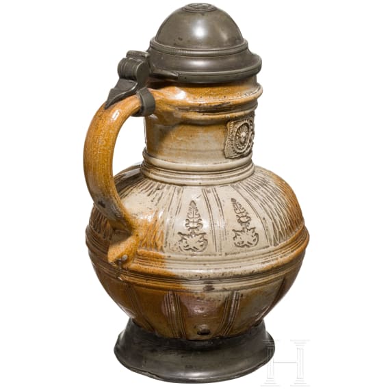 An early Raerener jug with tin mounting, 17th century