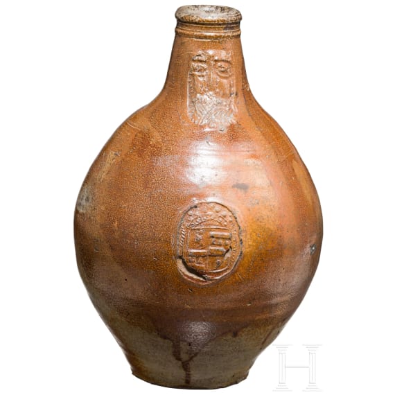 "Bartmannskrug" (beardman jug) with coat of arms, Frechen, early 18th century