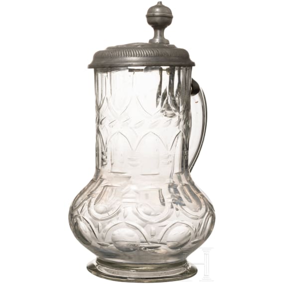 Pear jug made of glass, baroque, ca. 1780