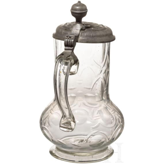 Pear jug made of glass, baroque, ca. 1780
