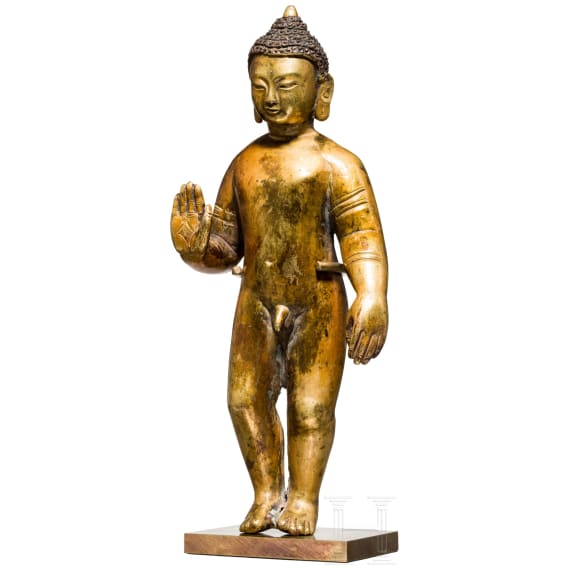 An xtraordinary probably Indian standing Buddha, 18th/19th century