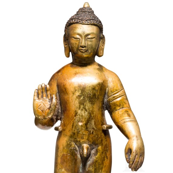 An xtraordinary probably Indian standing Buddha, 18th/19th century