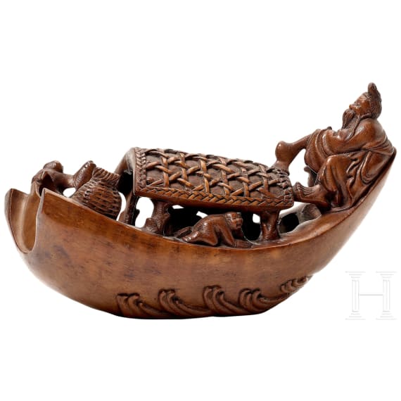 A riverboat carved from bamboo, China, ca. 1900