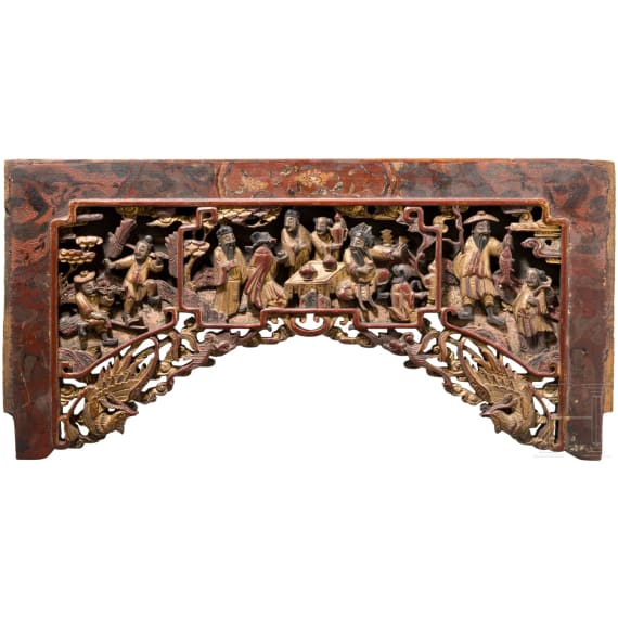 A carved wooden panel, China, 18th/19th century