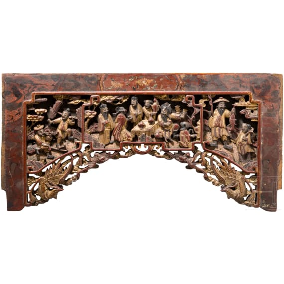 A carved wooden panel, China, 18th/19th century
