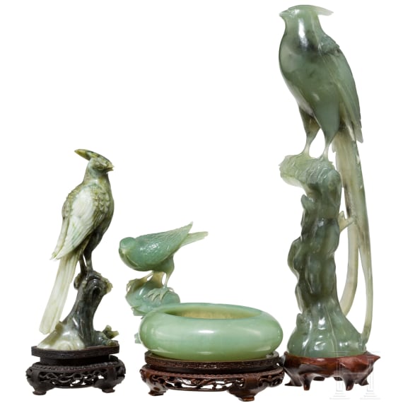Three decorative Chinese bird sculptures, 20th century