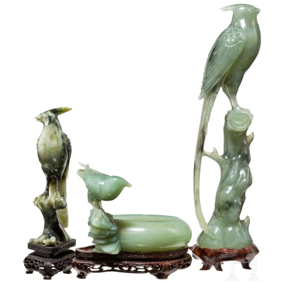 Three decorative Chinese bird sculptures, 20th century