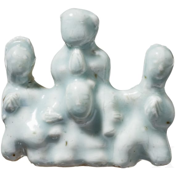 A celadon porcelain brush holder, China, 18th century