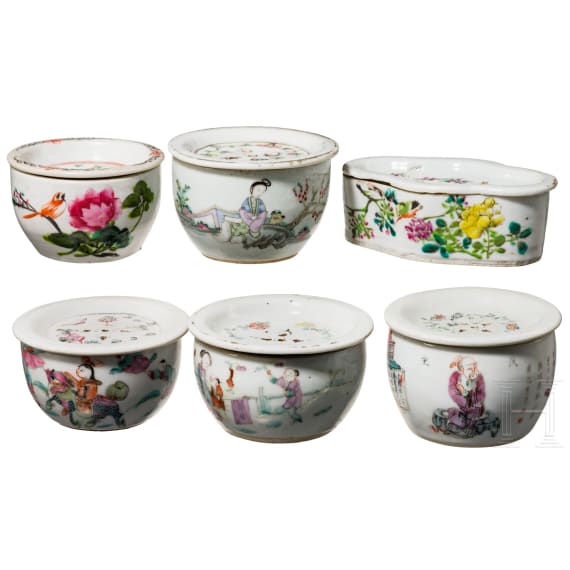 A set of six Chinese lidded bowls, 19th century