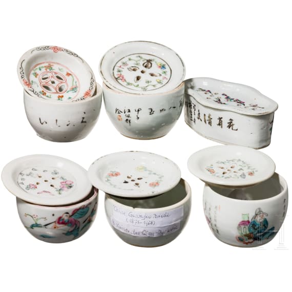 A set of six Chinese lidded bowls, 19th century