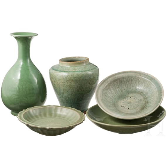 A small collection of Chinese Celadon porcelain, 19th/20th century