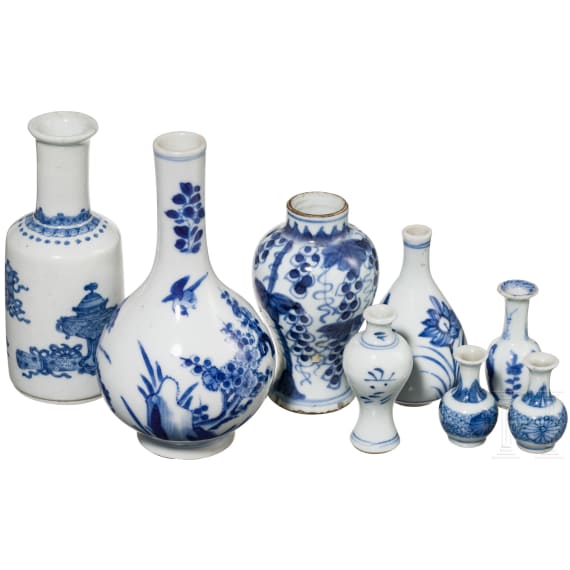 A set of eight Chinese miniature vases, 19th century