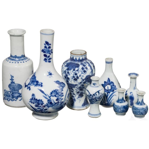A set of eight Chinese miniature vases, 19th century