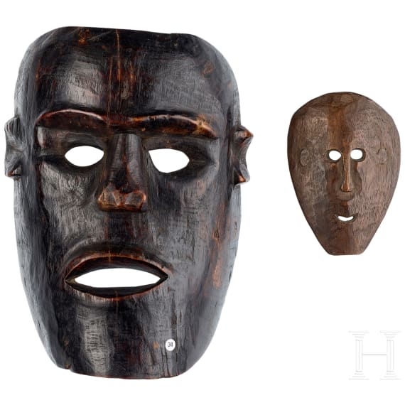 Gro&szlig;e Holzmaske, Antoni-Stamm, Timor, und kleine Maske