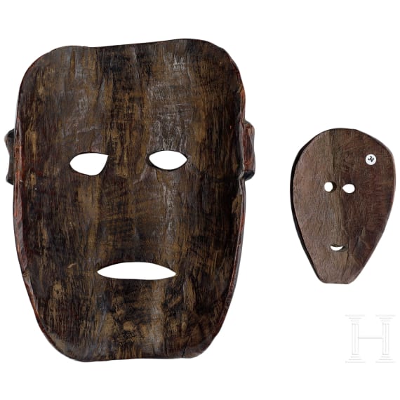 Gro&szlig;e Holzmaske, Antoni-Stamm, Timor, und kleine Maske