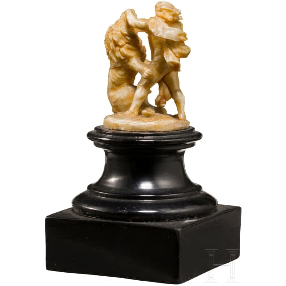 Micro carving, Hercules with the lion, Flemish/German, 17th century
