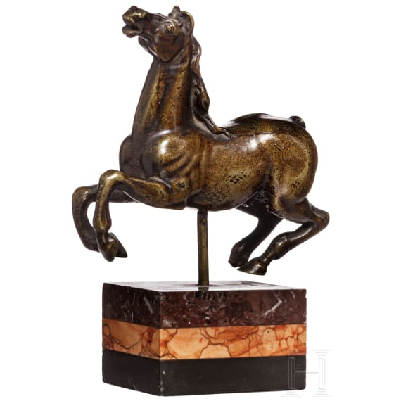 An Italian bronze figure of a stallion, 17th century