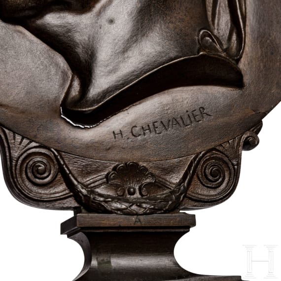 A French neoclassical bronze medaillion with the relief of Gioachino Antonio Rossini (*29.02.1792 Pesaro, &dagger;13.11.1868 in Passy, Paris), 19th century