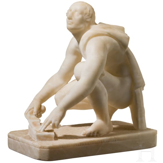 An Italian alabaster sculpture of "Arrotino" as a blade grinder, 19th century
