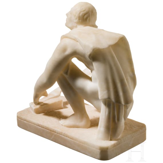 An Italian alabaster sculpture of "Arrotino" as a blade grinder, 19th century
