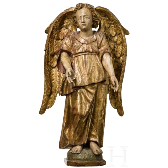 A carved figure of an angel in 17th century style, German, ca. 1900