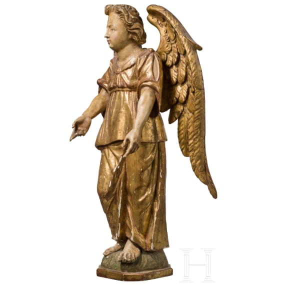 A carved figure of an angel in 17th century style, German, ca. 1900