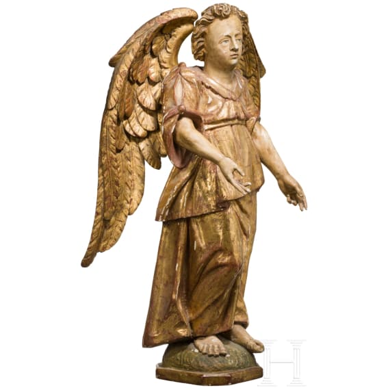 A carved figure of an angel in 17th century style, German, ca. 1900