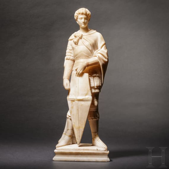 An Italian marble sculpture of St. George after Donatello, circa 1900