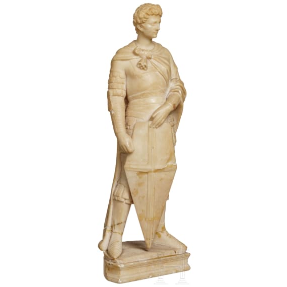 An Italian marble sculpture of St. George after Donatello, circa 1900