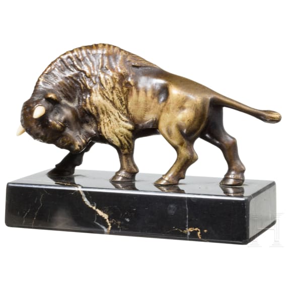 A small sculpture of a bison, probably Germany, circa 1900
