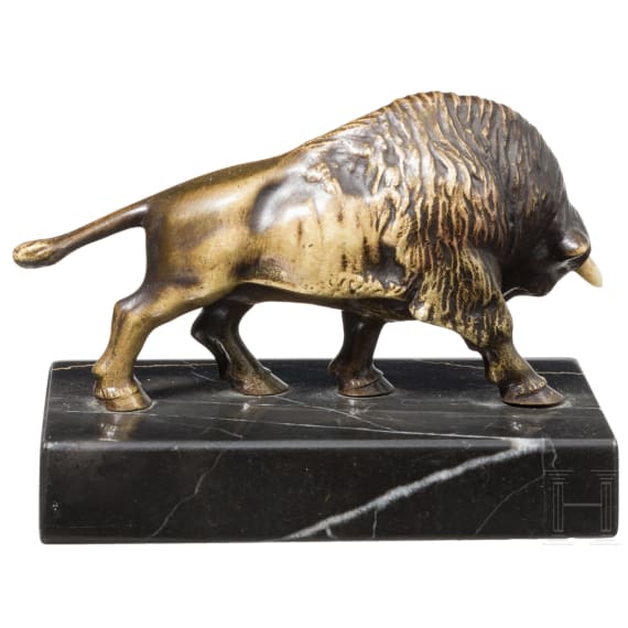A small sculpture of a bison, probably Germany, circa 1900