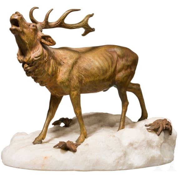 A Viennese stag bronze, circa 1900