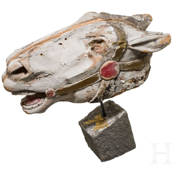A German sculpture of a donkeys' head, modernly mounted and signed, circa 1900
