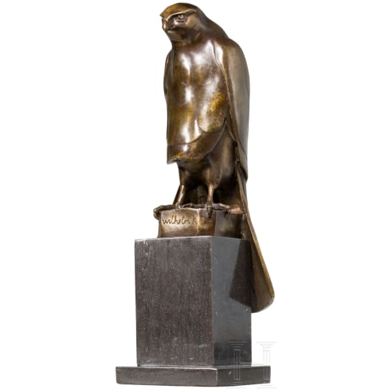 A German bronze sculpture of a falcon, 20th century