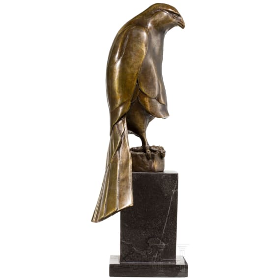 A German bronze sculpture of a falcon, 20th century