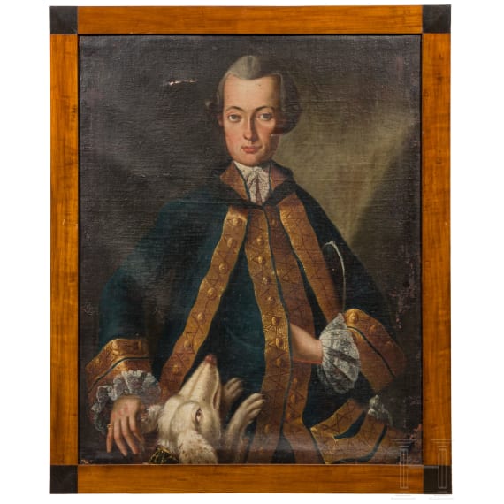 A German portrait of a nobleman in hunting costume, German, mid-18th century