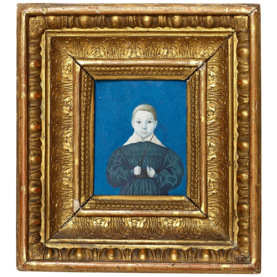 A German miniature portrait of a boy, circa 1830/40