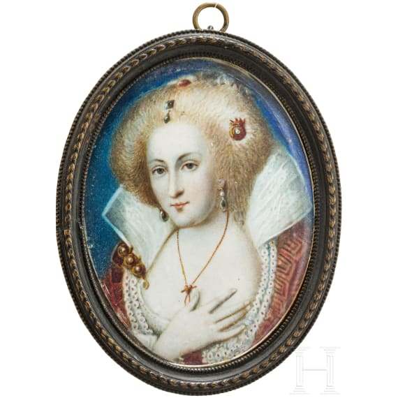 Franz Wiesenthal (1856 - 1938) - a miniature of a lady in Renaissance style, dated 1898