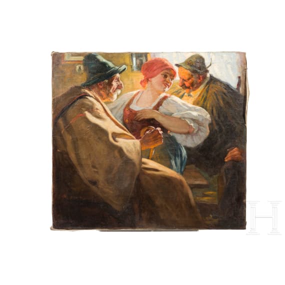An genre painting, Munich school, ca. 1900