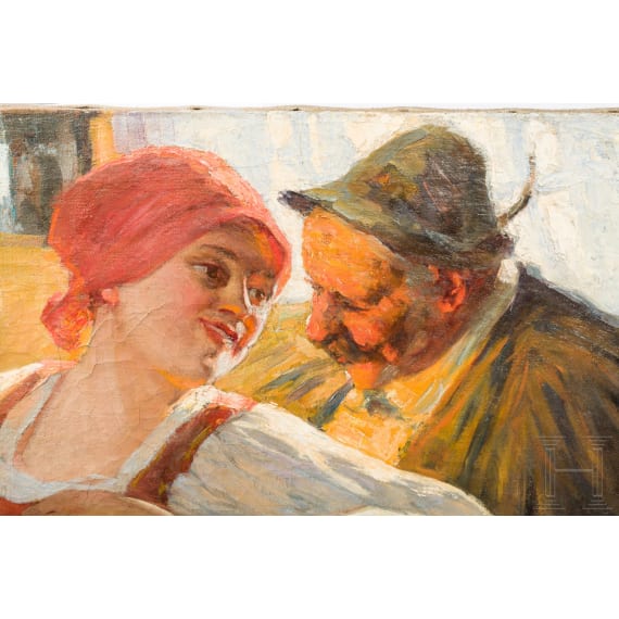 An genre painting, Munich school, ca. 1900