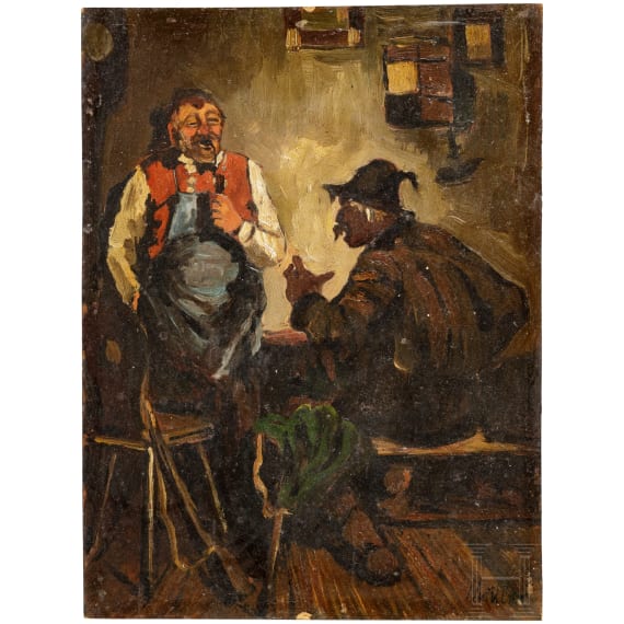"Evening at the inn", southern German, ca. 1900